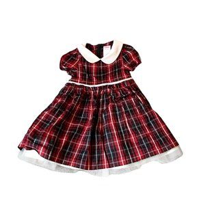 Gymboree Plaid Holiday Christmas Dress 12-18 months Silk Tulle Smock